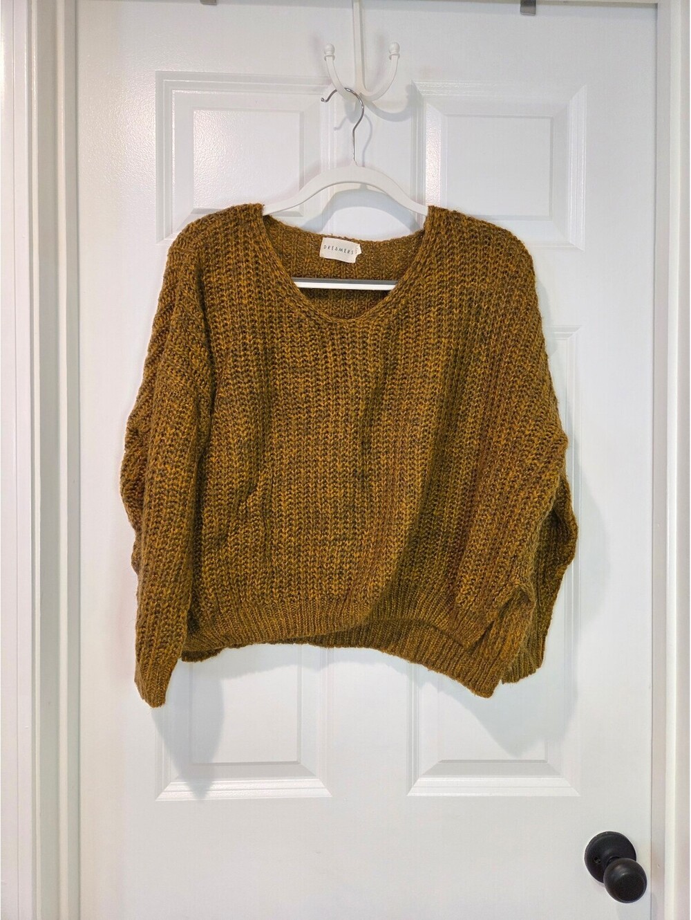 Dreamers Chunky Knit Sweater in Mustard Brown, Size M